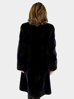 Woman's Navy Sheared Beaver Fur 7/8 Coat