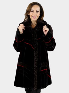 Woman's Multi Color Sheared Beaver Fur 7/8 Coat