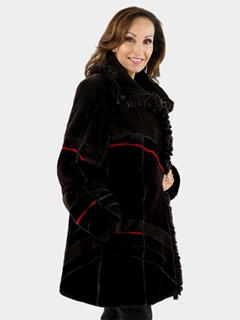 Woman's Multi Color Sheared Beaver Fur 7/8 Coat