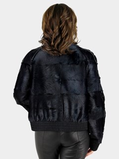 Woman's Navy Goat Fur Jacket