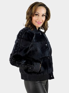 Woman's Navy Goat Fur Jacket