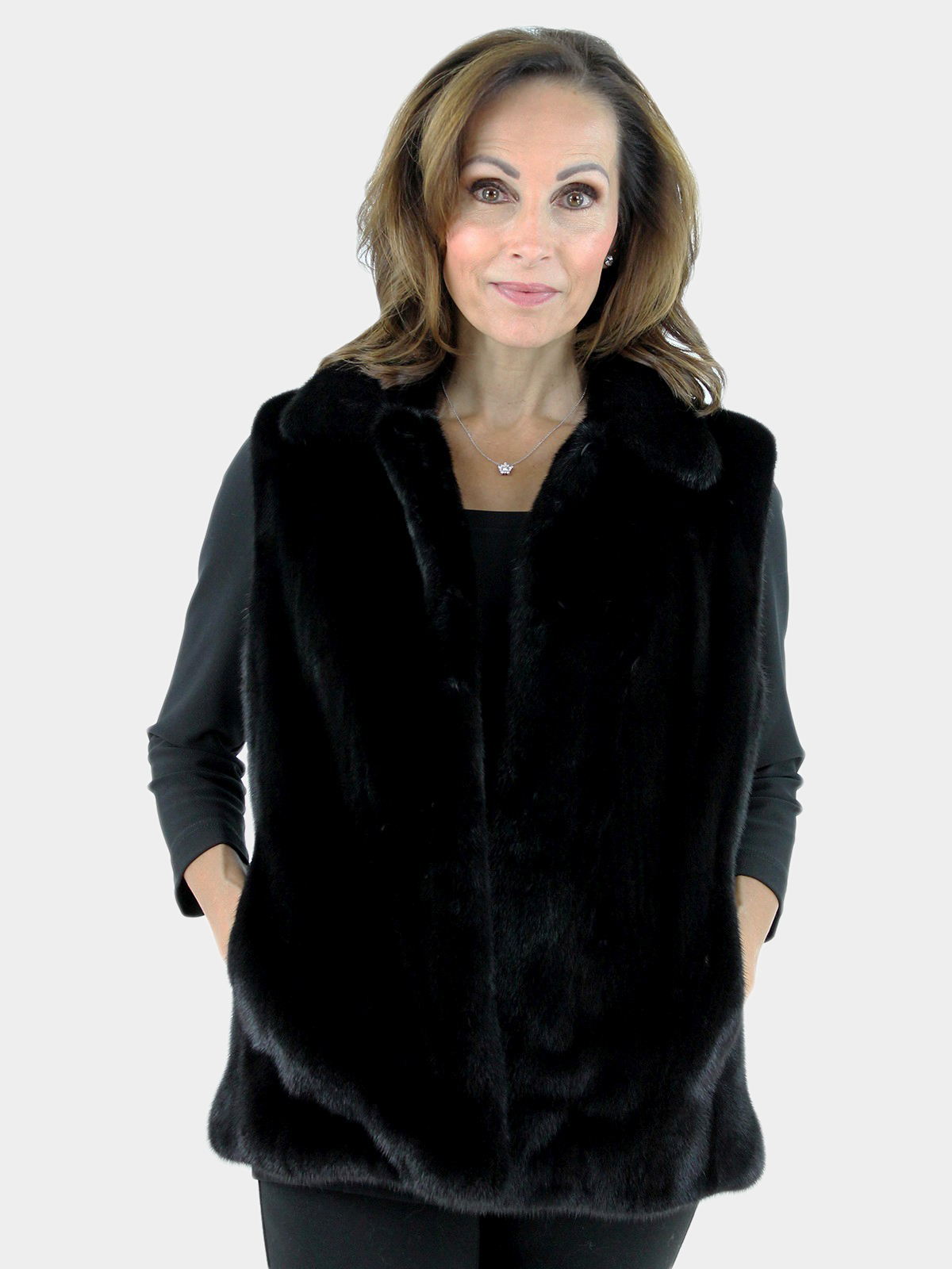 Woman's Black Mink Fur Vest 