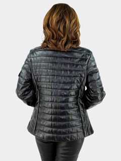 Women's Black Lash Leather Zipper Jacket