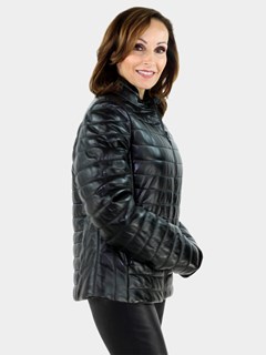 Women's Black Lash Leather Zipper Jacket