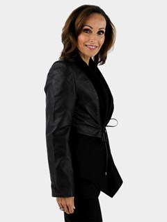 DiOMi Woman's Black Leather and Cashmere Jacket