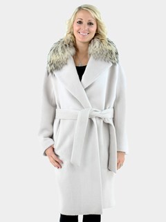 Woman's Snow White Alpaca Wool Coat