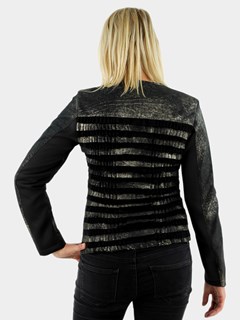 Woman's Black and Brushed Gold Suede Jacket 