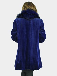 Woman's Royal Blue Sheared Mink Fur Stroller