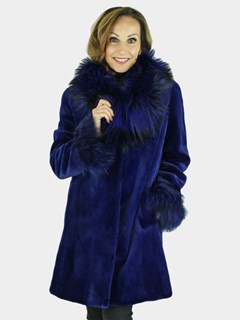 Woman's Royal Blue Sheared Mink Fur Stroller