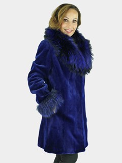 Woman's Royal Blue Sheared Mink Fur Stroller