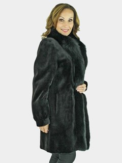 Woman's Black Sheared Mink Fur Stroller