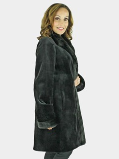 Woman's Black Sheared Mink Fur Stroller