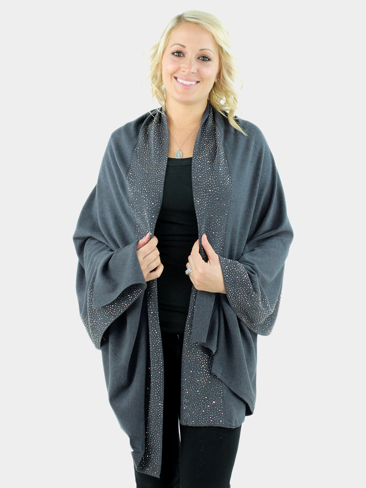 Women's Charcoal Knit Fabric Scarf | Day Furs