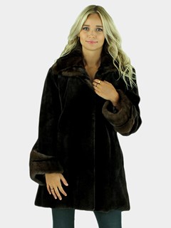 Woman's Mahogany Sheared Mink Fur Jacket
