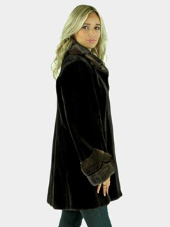 Woman's Mahogany Sheared Mink Fur Jacket
