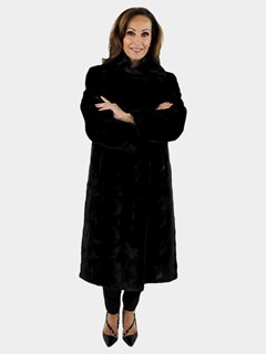 Gorski Woman's Black Mink Section Fur Short Coat