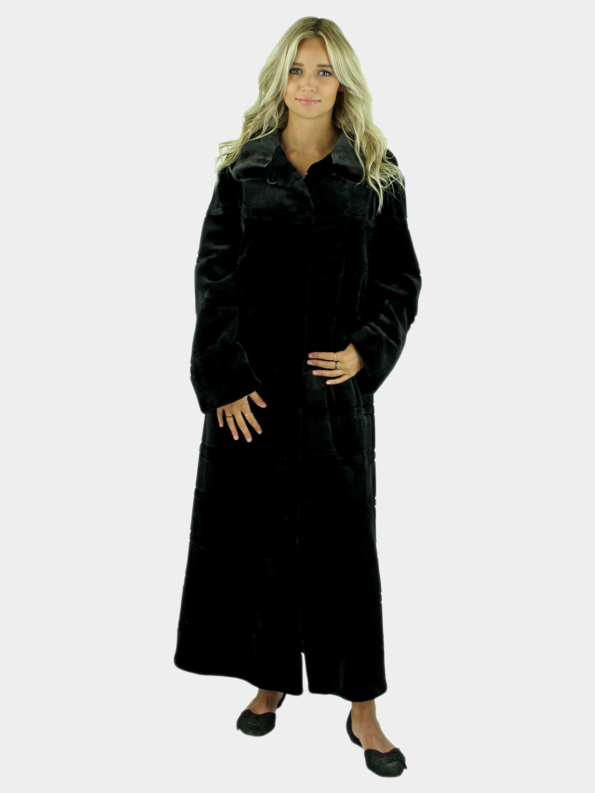 Gorski Woman's Black Sheared Mink Fur Coat