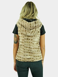 Woman's Beige Sectioned Mink Fur Vest