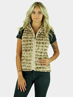 Woman's Beige Sectioned Mink Fur Vest