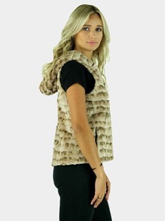 Woman's Beige Sectioned Mink Fur Vest