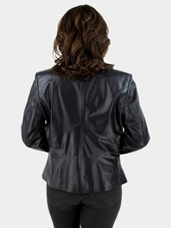 Woman's Navy Leather Jacket