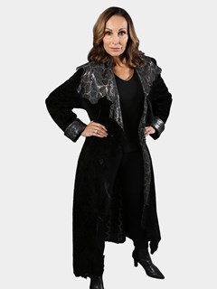 Woman's Black Shearling Lamb Reversible Coat