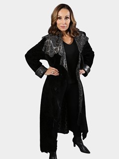 Woman's Black Shearling Lamb Reversible Coat