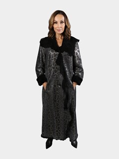 Woman's Black Shearling Lamb Reversible Coat