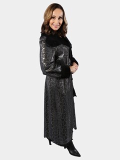 Woman's Black Shearling Lamb Reversible Coat