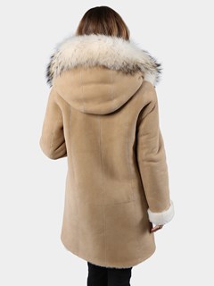 Woman's Wheat Nubuck Shearling Parka (Reversible)