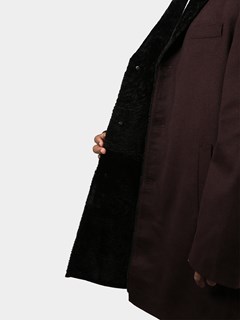 Man's Port Wool Coat with Black Astra Shearling Lining