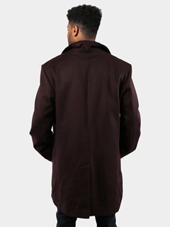 Man's Port Wool Coat with Black Astra Shearling Lining