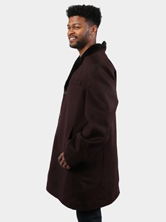 Man's Port Wool Coat with Black Astra Shearling Lining