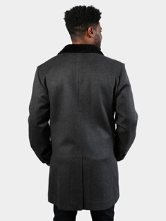 Man's Gray Wool Coat with Astra Shearling Lining