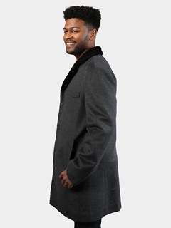 Man's Gray Wool Coat with Astra Shearling Lining