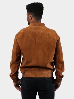 Man's Whiskey Suede Leather Jacket Reversing to Napa Leather