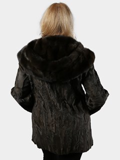 Woman's Gray Persian Lamb Jacket with Sable Trim