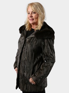 Woman's Gray Persian Lamb Jacket with Sable Trim