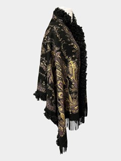 Woman's Black Paisley Double Face Cashmere Wrap