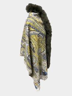 Woman's Gray Paisley / Animal Print Wool and Cashmere Blend Wrap