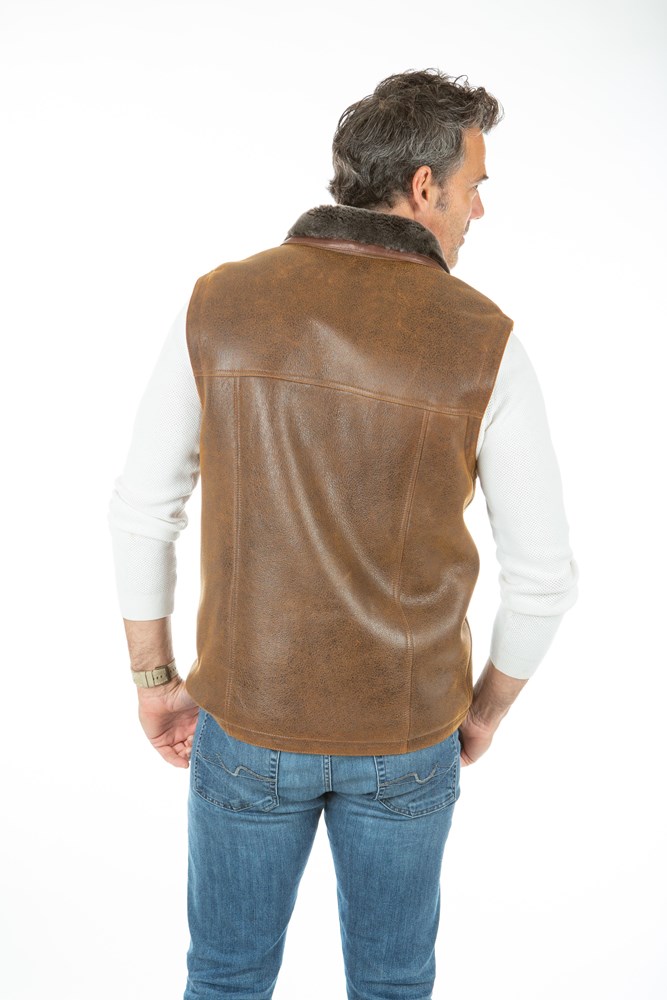Man's Rugged Whiskey Shearling Vest