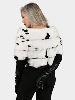 Woman's White Jaguar Mink Fur Capelet