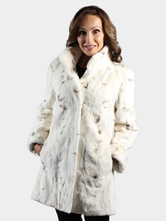 Woman's Mahogany Bleached Sheared Mink Fur Section Jacket