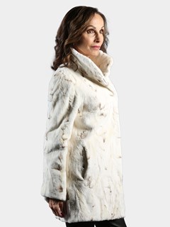 Woman's Mahogany Bleached Sheared Mink Fur Section Jacket