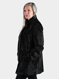Woman's Black Swakara Lamb Fur Stroller