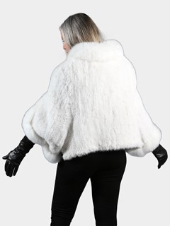 Woman's White Knitted Mink Fur Cape