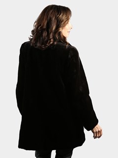 Woman's Brown Sheared Mink Fur Jacket Reversible to Rain Taffeta