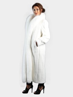 Woman's White Female Mink Fur Coat