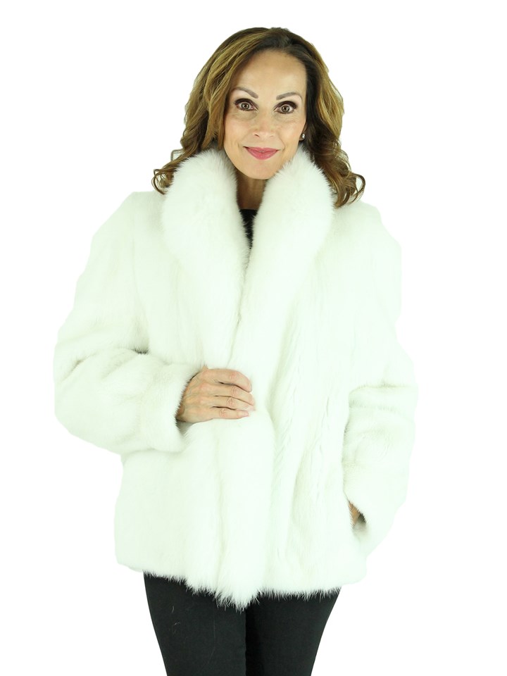 Woman's Bleached White Mink Fur Jacket