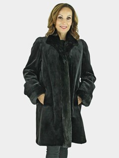 Woman's Black Sheared Mink Fur Stroller